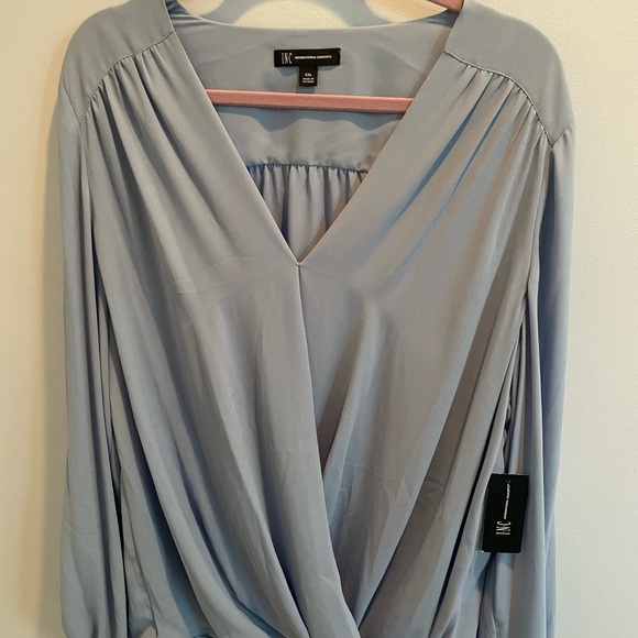 Powder Blue Long Sleeved Surplice Blouse by Inc Size XXL BNWT - Picture 1 of 4